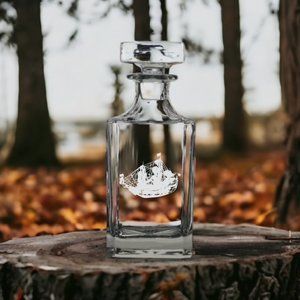 Pirate Ship Decanter 26 Oz Bourbon Whisky Glass Nautical Customize Premium NEW